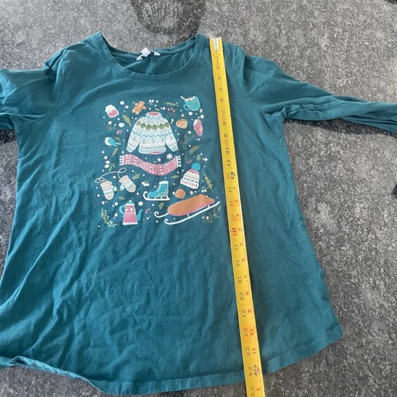 Teal Long Sleeve Lounge Top-Pajama Top Size Large - Picture 6 of 9